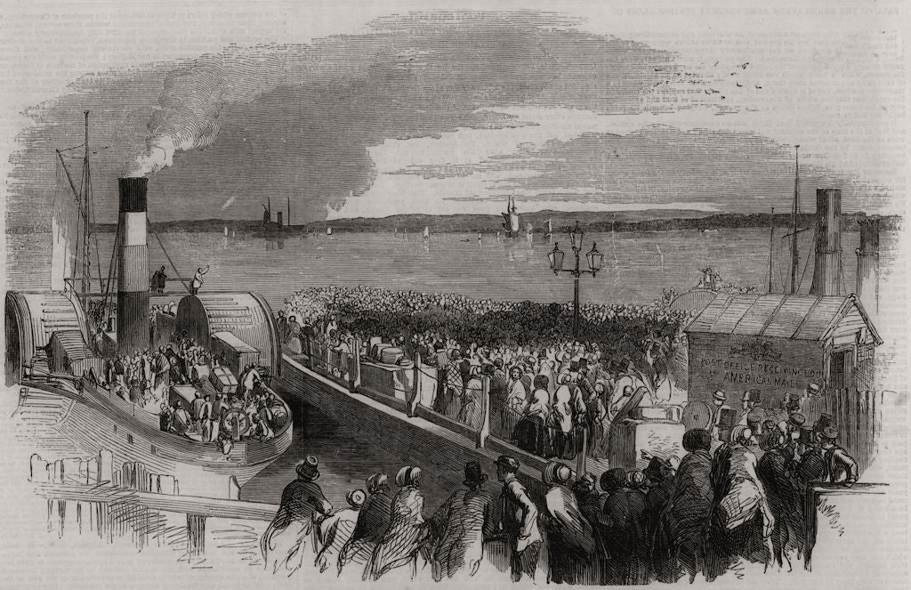 Departure of Mlle, Jenny Lind from Liverpool for America 1850 old print